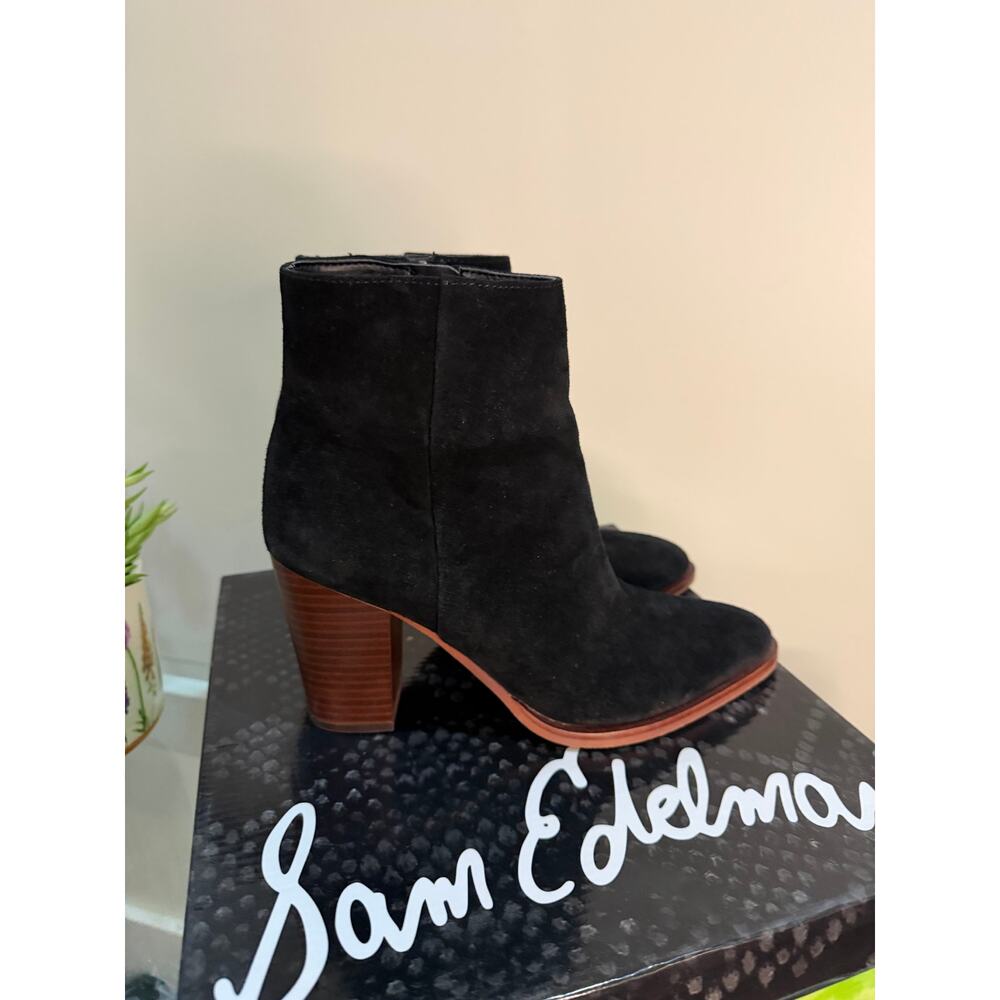 Sam Edelman Blake Black Suede Ankle Booties Size 7.5 EUC - Picture 2 of 9